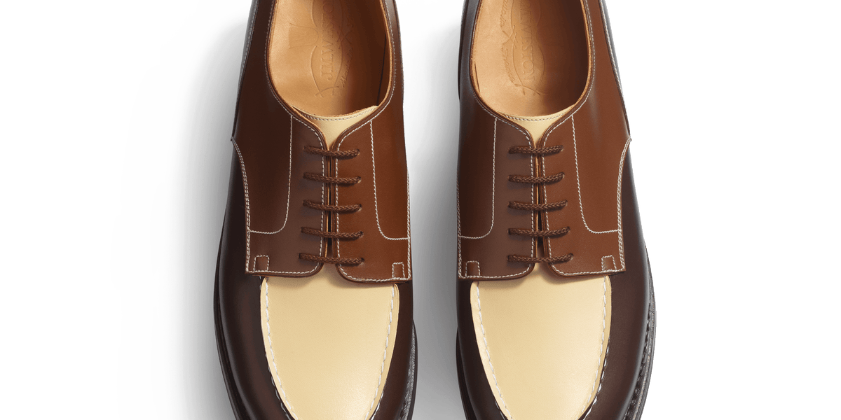 Golf Derby [Men's Dark brown, Tan and Porcelaine Boxcalf] – J.M.
