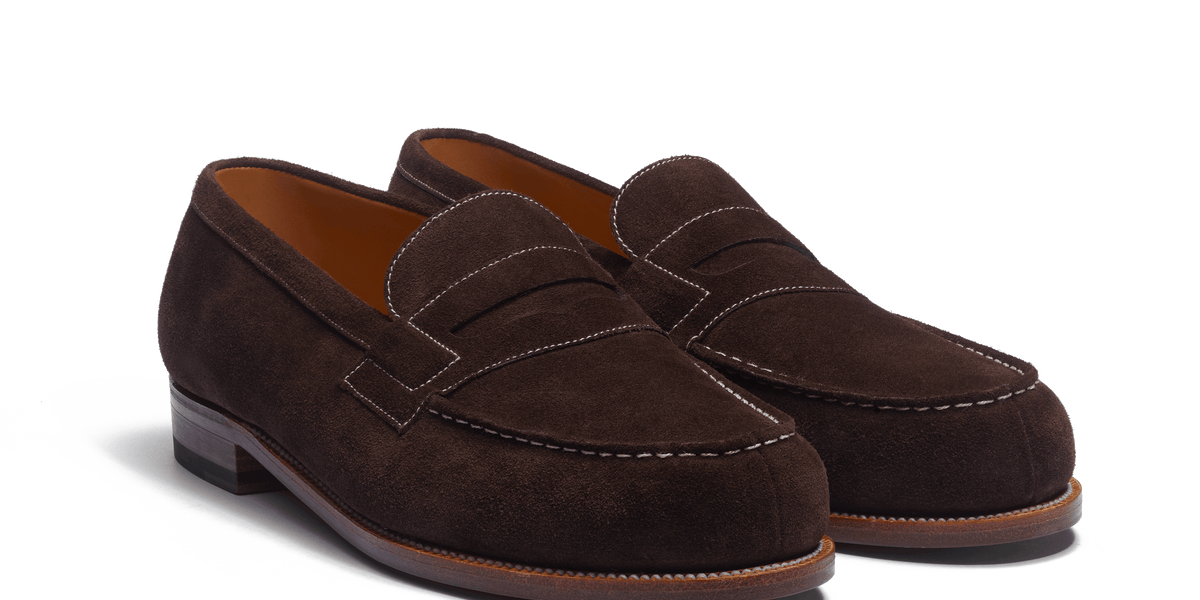 Signature loafer #180 [Men's Chocolate Suede With Contrasted Signature loafer #180 [Men's Chocolate Suede With Contrasted