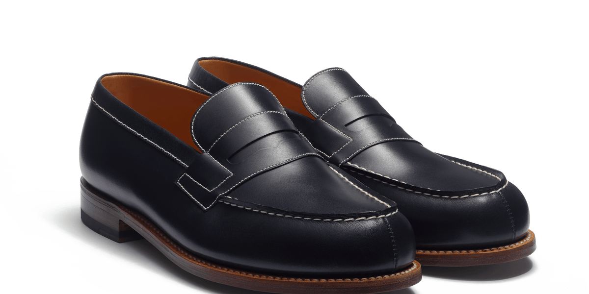 Signature loafer #180 [Men's Navy Boxcalf with contrasted Stiching