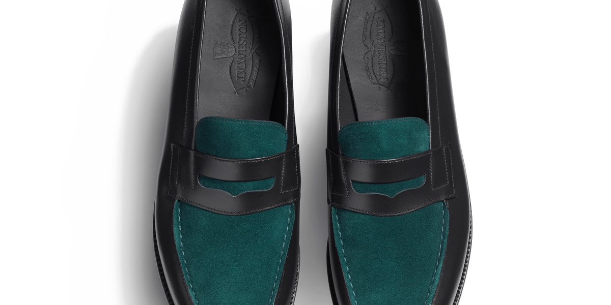 Signature loafer #180 [Men's Dark green suede calfskin & initial
