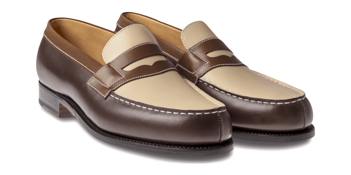 Signature loafer #180 [Women's Dark brown, Tan and Porcelaine