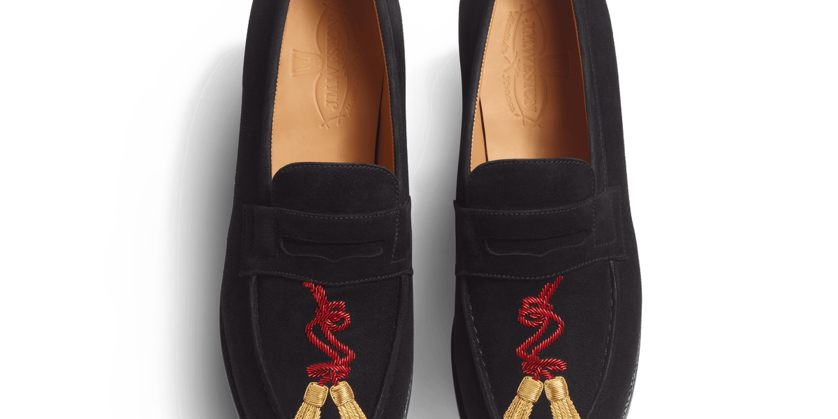 Signature loafer #180 [Women's Black Suede Goatskin and Embroidery