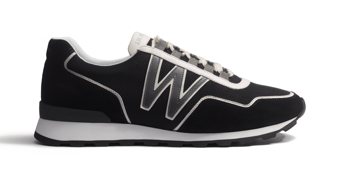 On My Way Ghillies Sneaker [Black nylon canvas & black suede