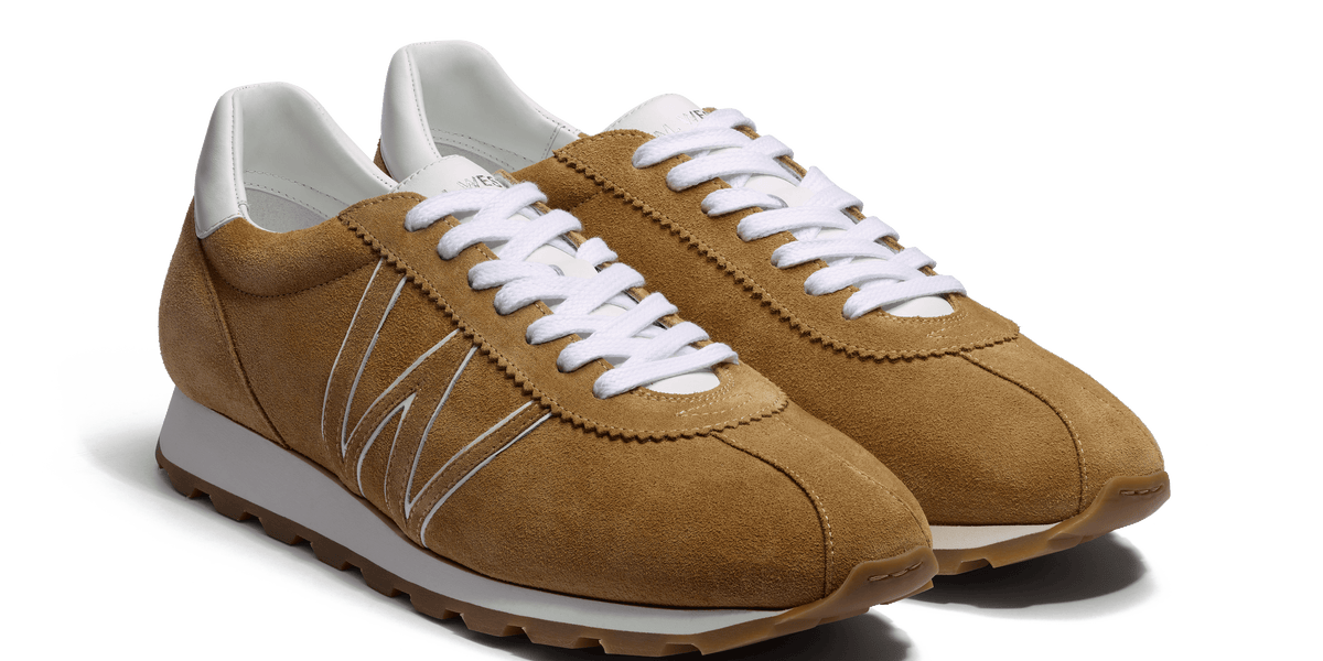 On My Way Sneaker [Sand suede calfskin & white sport calfskin