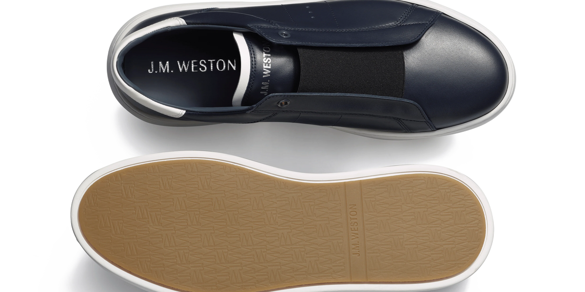 On Time Slip On Sneaker [Navy soft calfskin with white details