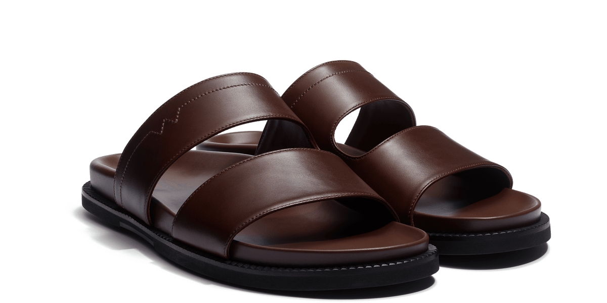 Anatomical Mule Double V [Men's Dark Brown Smooth Calfskin] – J.M.