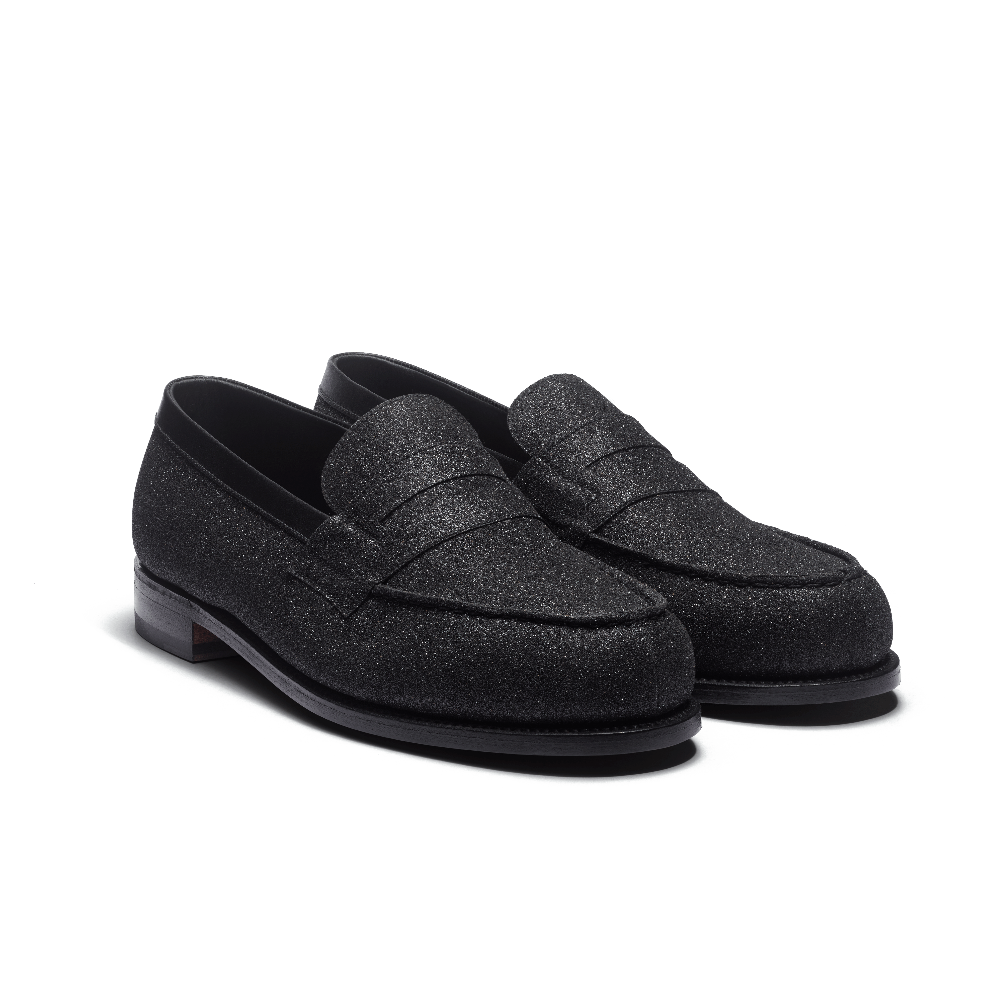 Signature loafer #180 [Men's Black with Glitter Effect Goatskin Signature loafer #180 [Men's Black with Glitter Effect Goatskin