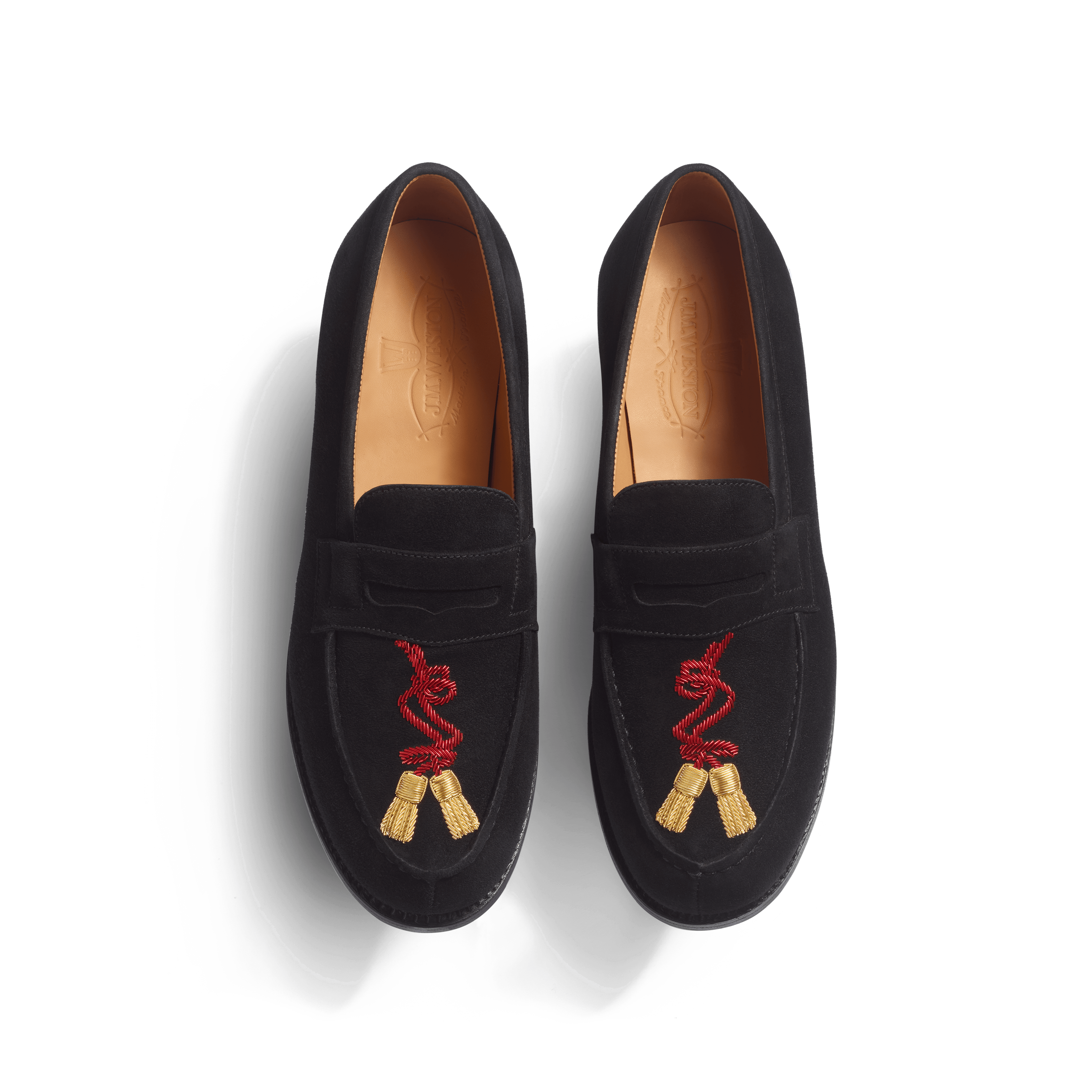 Signature loafer #180 [Women's Black Suede Goatskin and Embroidery Signature loafer #180 [Women's Black Suede Goatskin and Embroidery