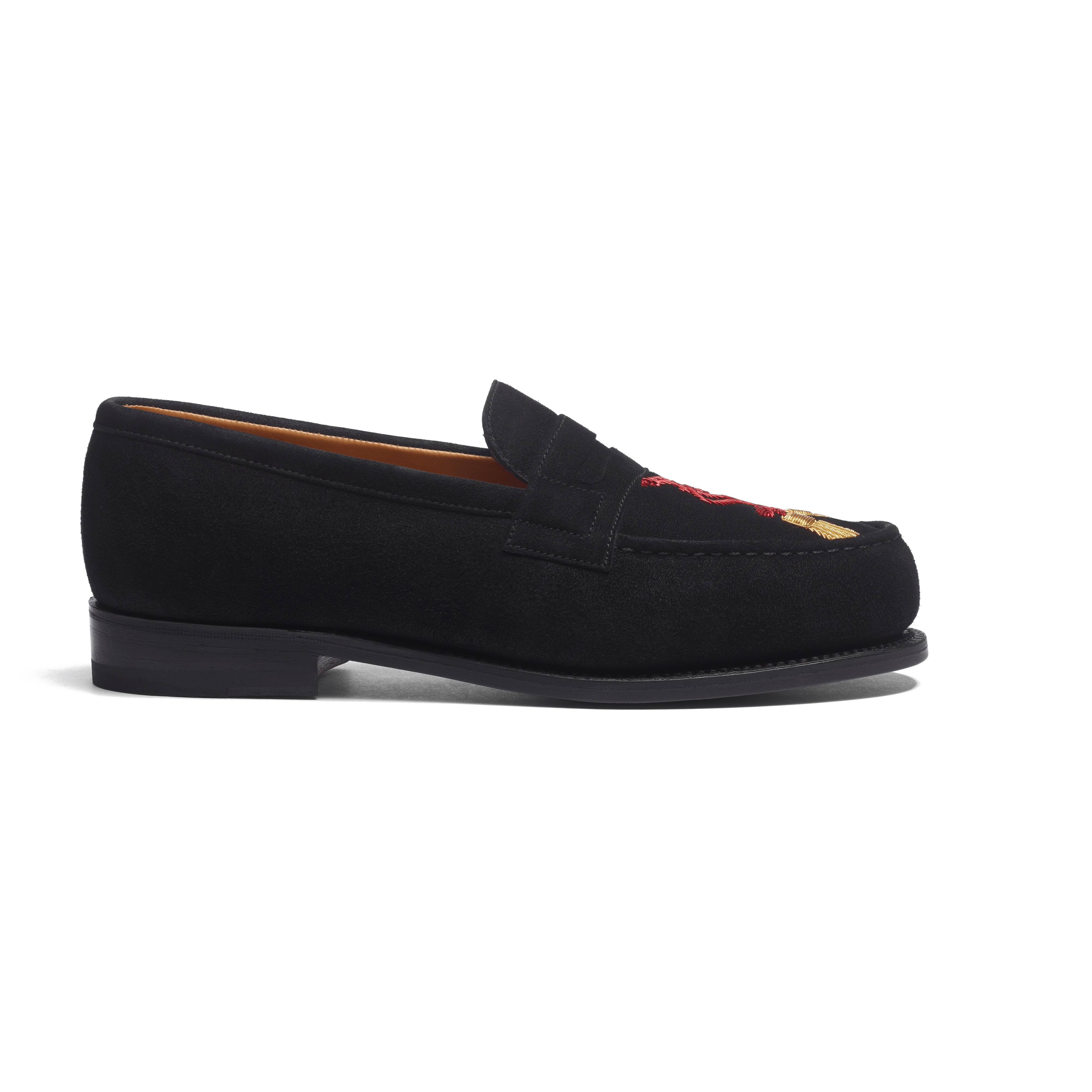 Signature loafer #180 [Women's Black Suede Goatskin and Embroidery Signature loafer #180 [Women's Black Suede Goatskin and Embroidery