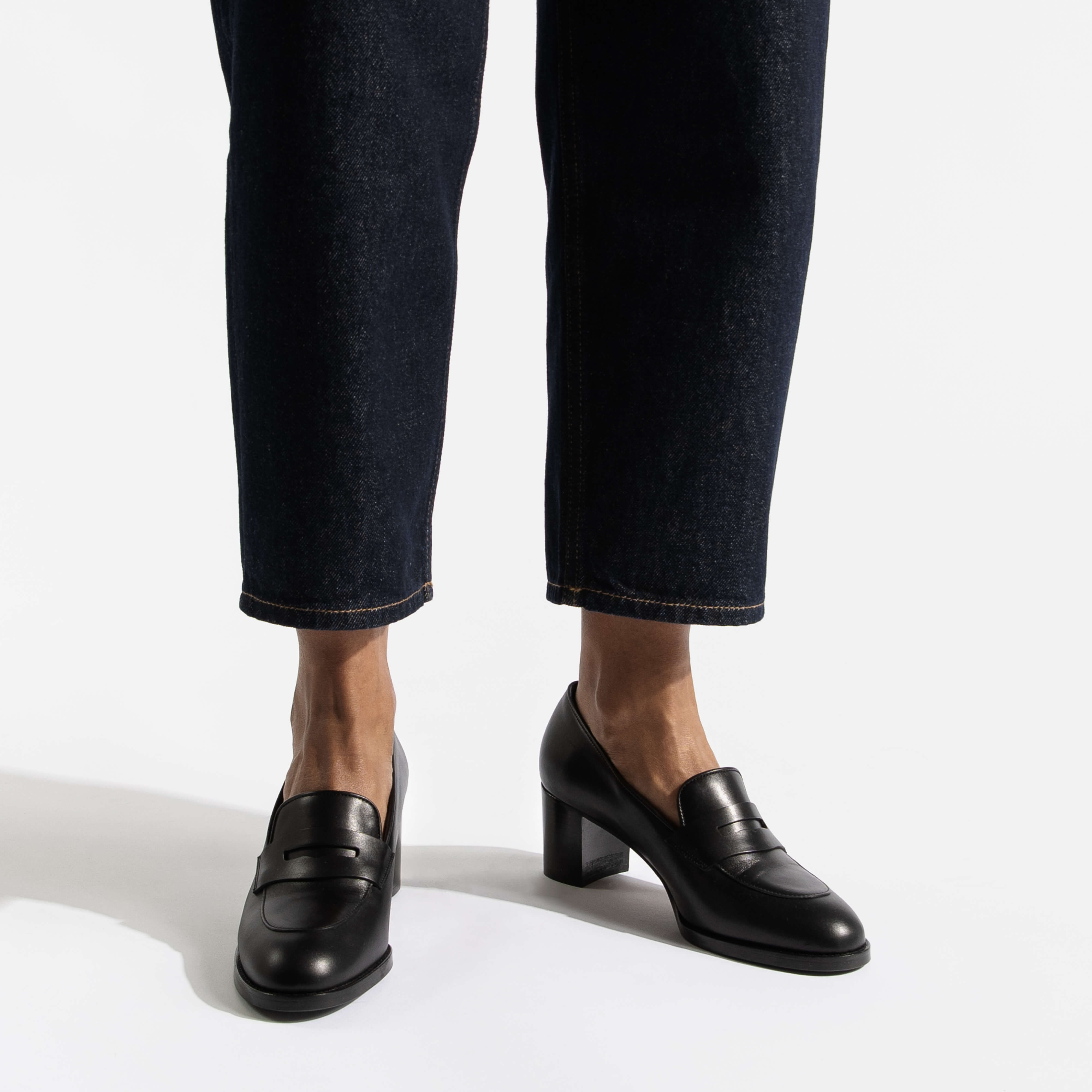 5.5cm Heeled Loafer [Women's Black Soft Calf] – J.M. WESTON [JP]