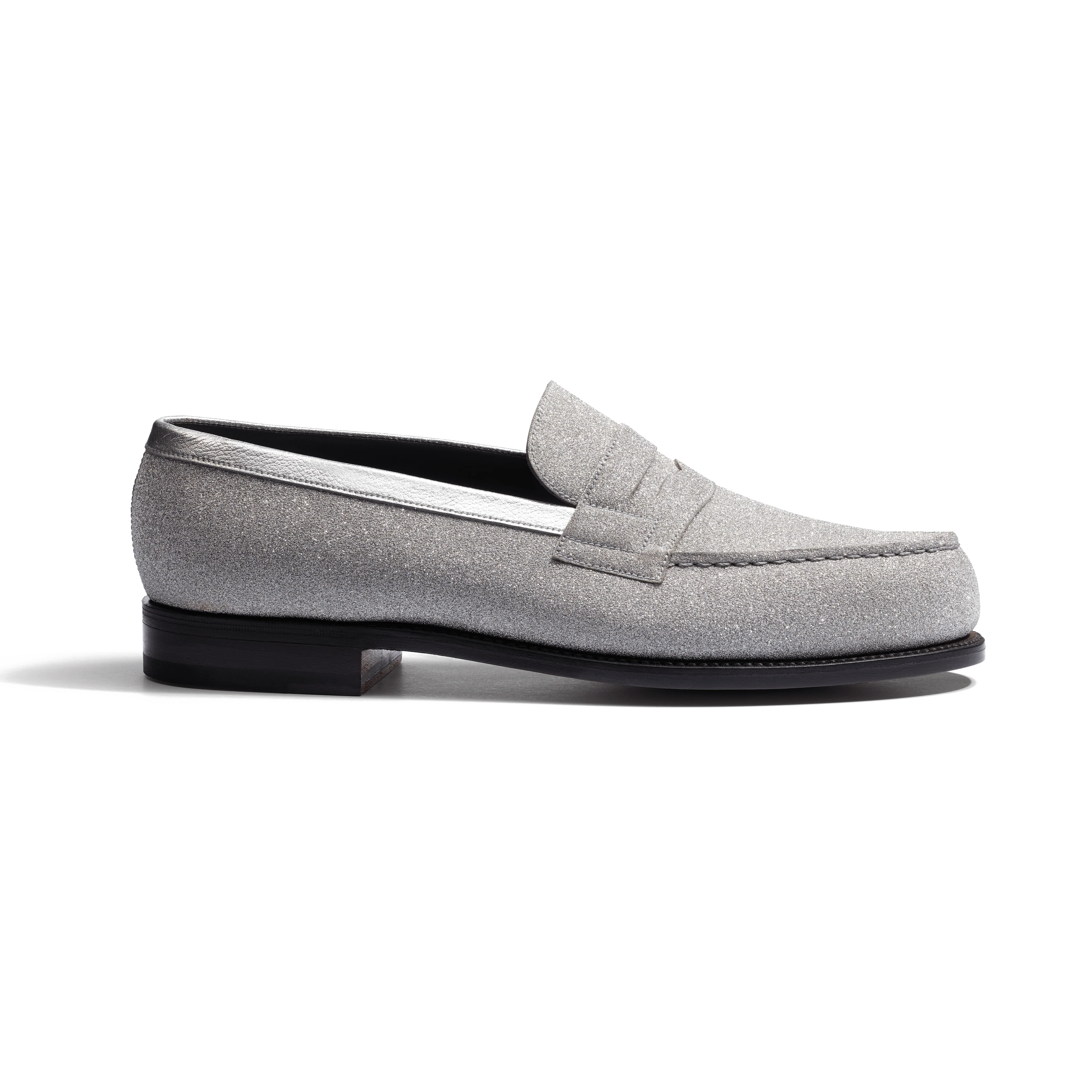 Signature loafer #180 [Women's Silver glitter goatskin & silver Signature loafer #180 [Women's Silver glitter goatskin & silver