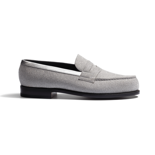 Signature loafer #180 [Men's Silver glitter goatskin & silver Signature loafer #180 [Men's Silver glitter goatskin & silver