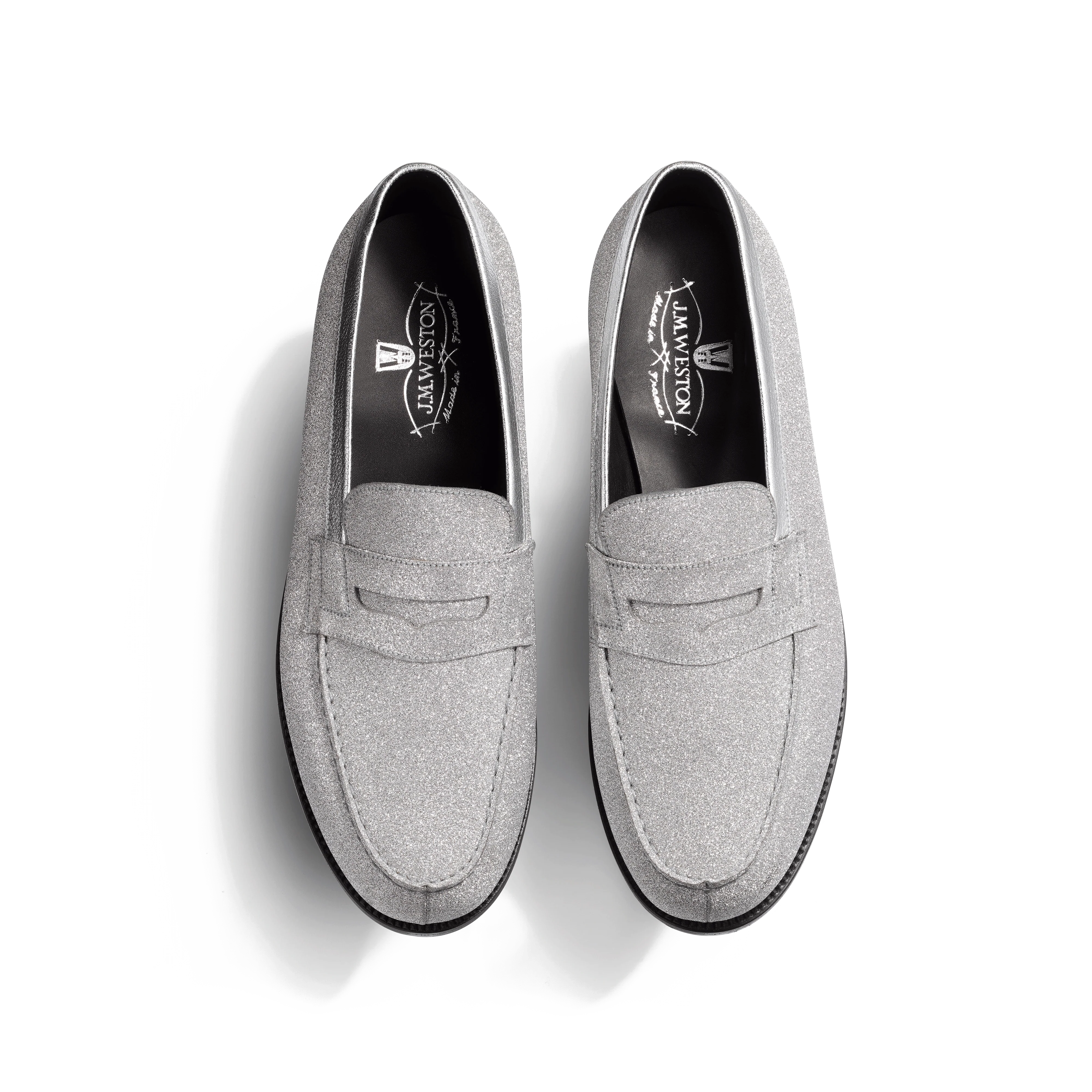 Signature loafer #180 [Women's Silver glitter goatskin Signature loafer #180 [Women's Silver glitter goatskin