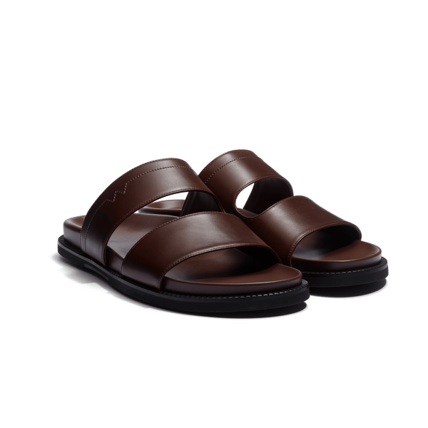 Anatomical Mule Double V [Men's Dark Brown Smooth Calfskin] – J.M.
