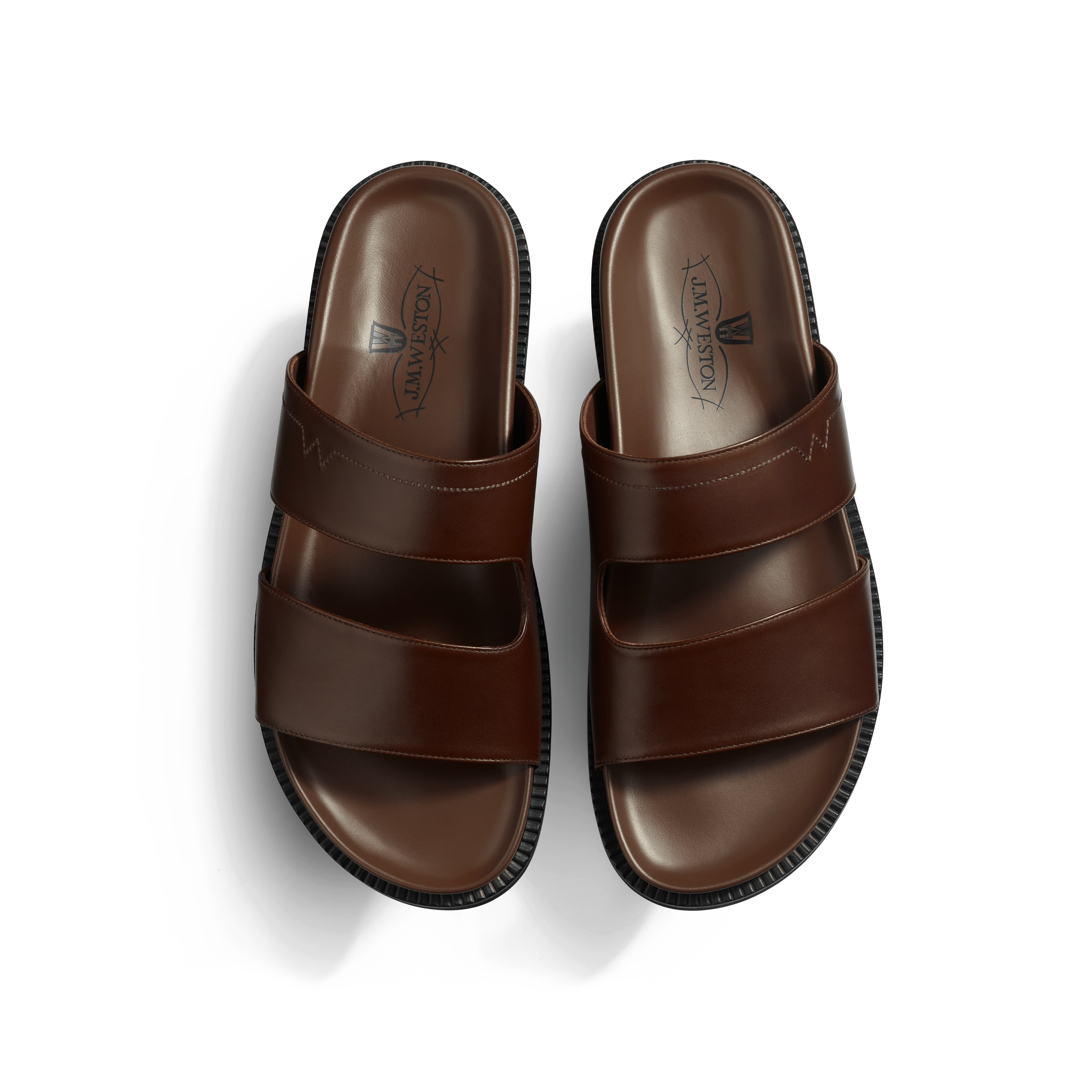 【美品】J.M. WESTON Double V Anatomical Mule Anatomical Mule Double V [Men's Dark Brown Smooth Calfskin] – J.M.