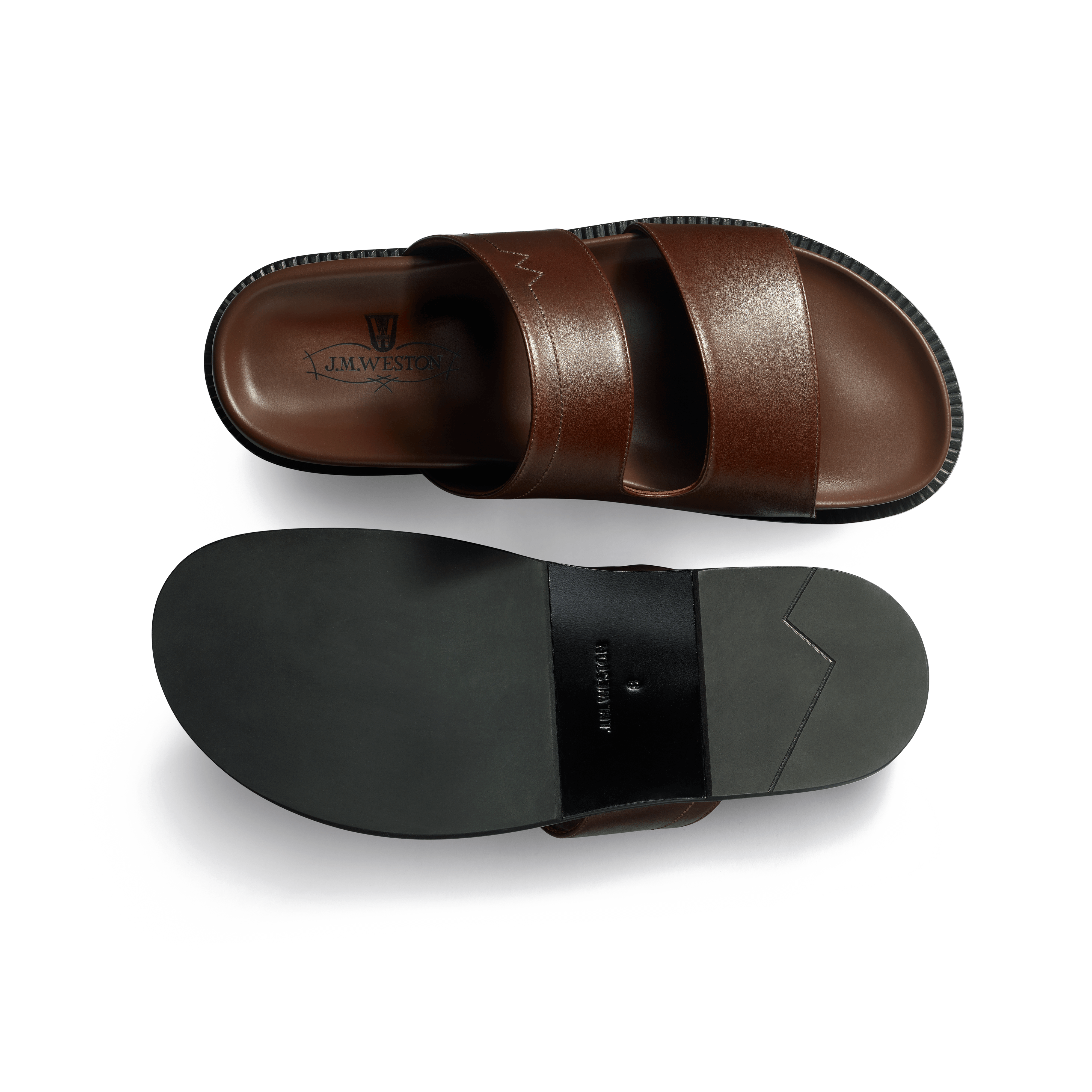【美品】J.M. WESTON Double V Anatomical Mule Anatomical Mule Double V [Men's Dark Brown Smooth Calfskin] – J.M.