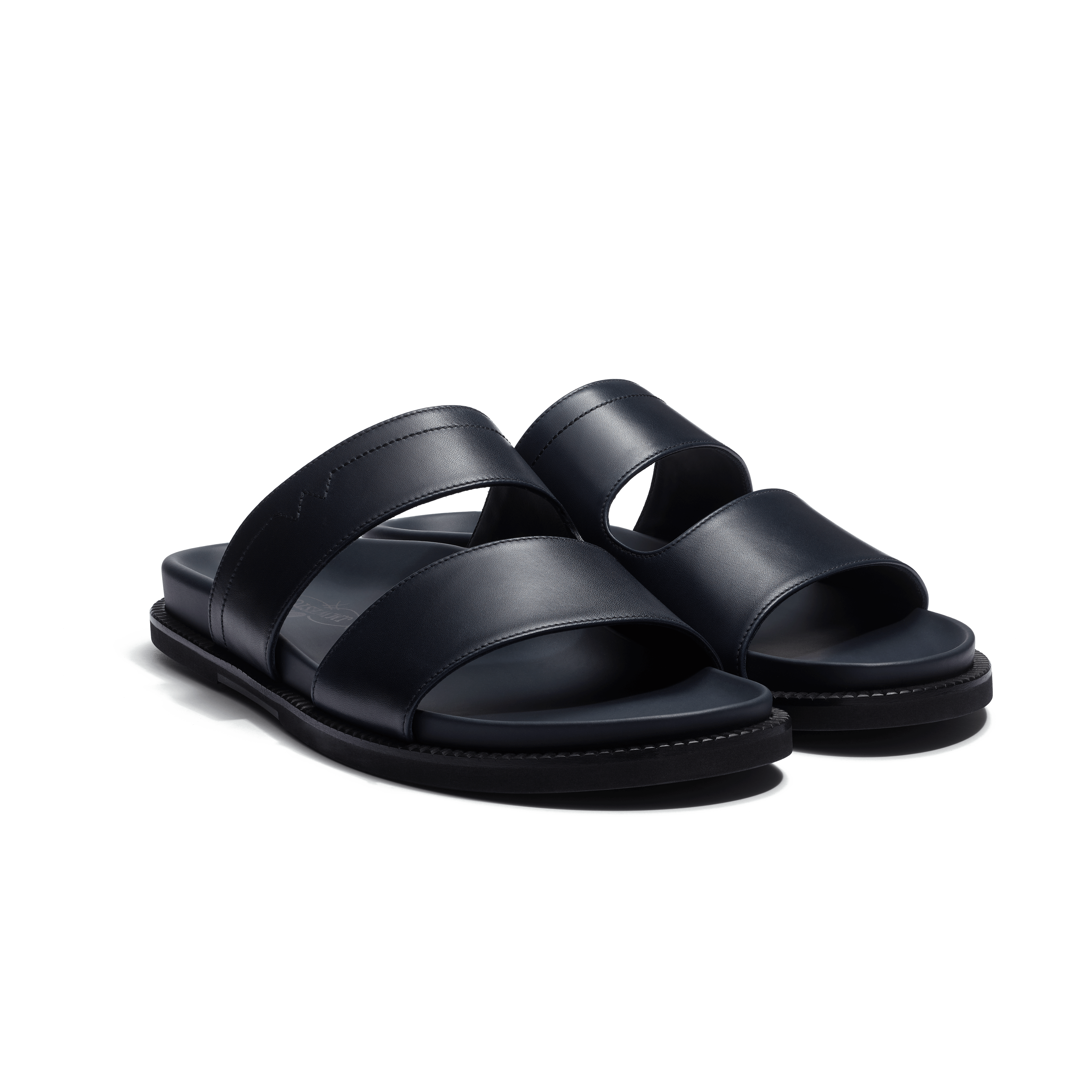 Anatomical Mule Double V [Men's Initial Navy Smooth Calfskin