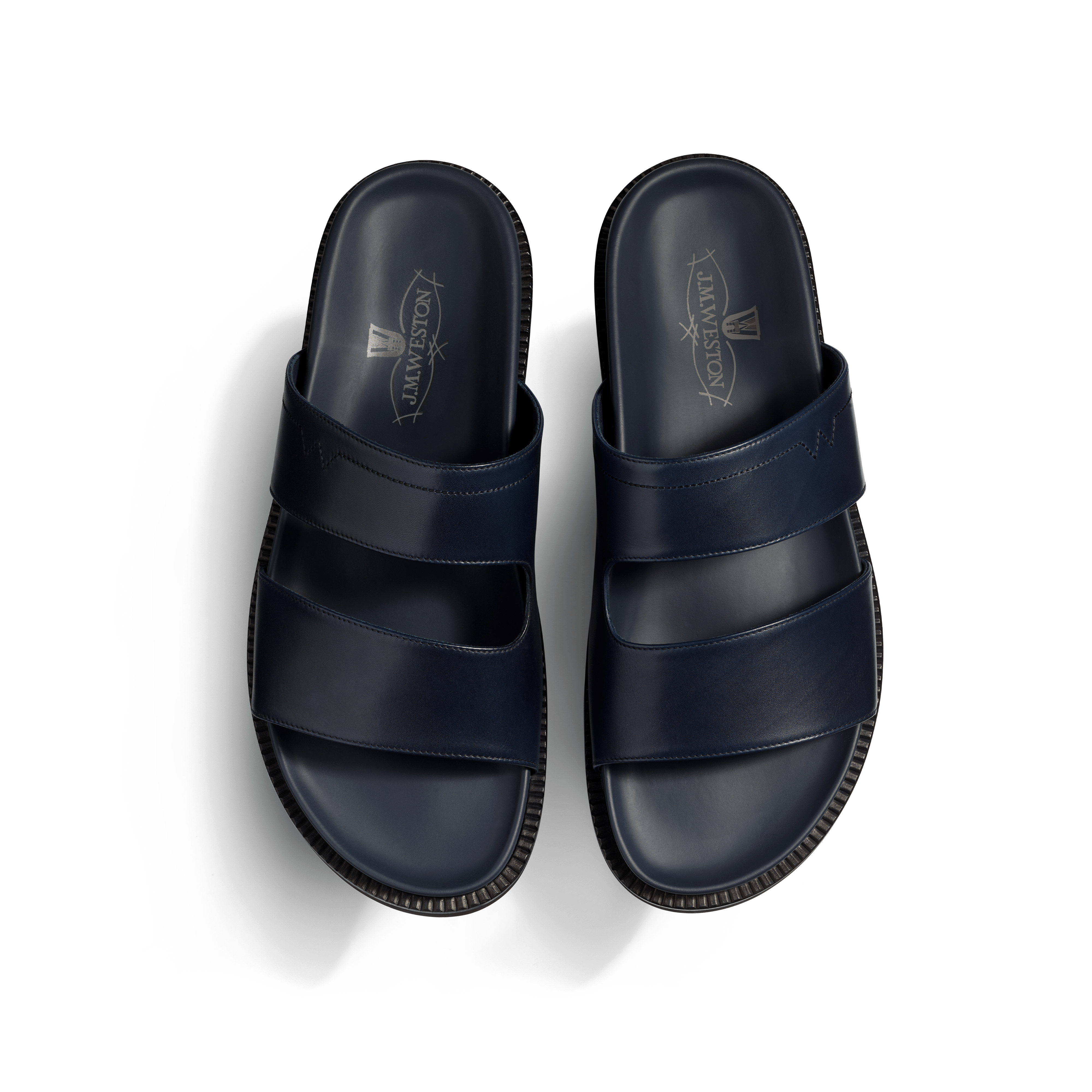 Anatomical Mule Double V [Men's Initial Navy Smooth Calfskin