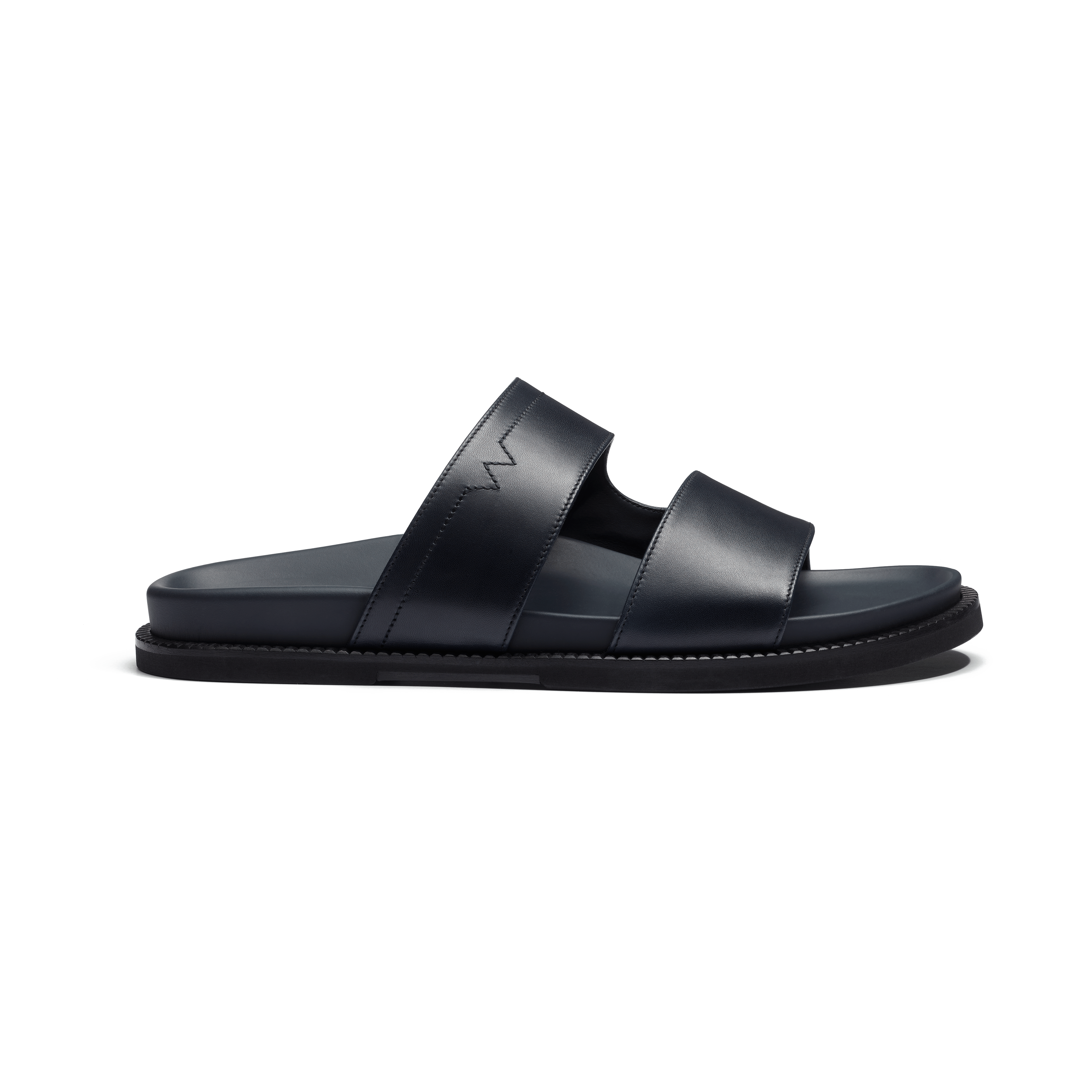 Anatomical Mule Double V [Men's Initial Navy Smooth Calfskin