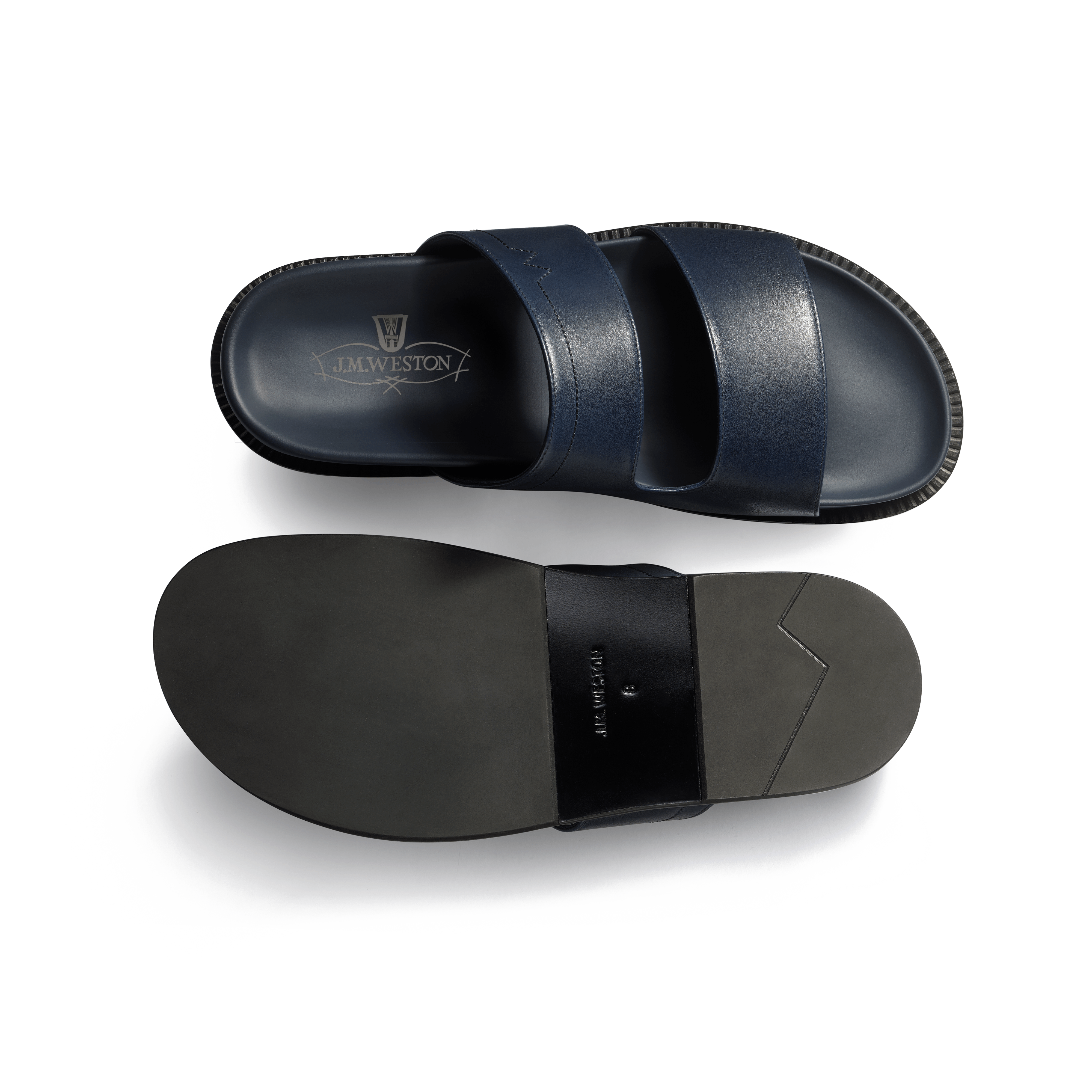 Anatomical Mule Double V [Men's Initial Navy Smooth Calfskin