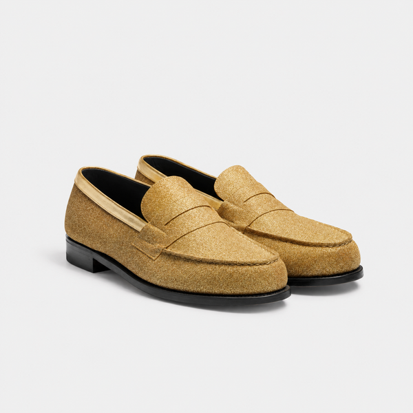 Signature loafer #180 Men's ゴールドグリッターゴートスキン – J.M.